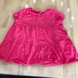 🌖Carter’s size 8 pink short sleeve babydoll dress gold polka dots